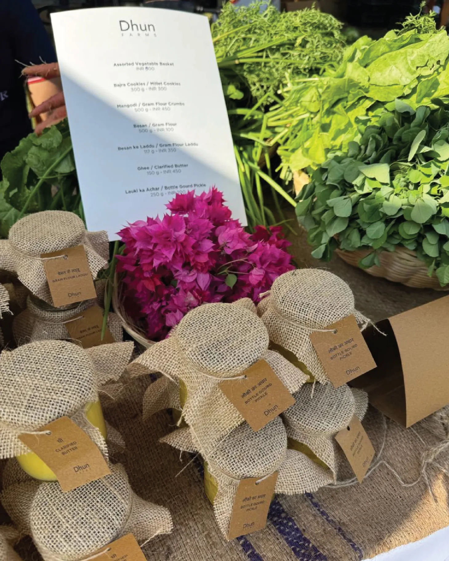 DHUN - Dhun Farms product display with sustainable packaging