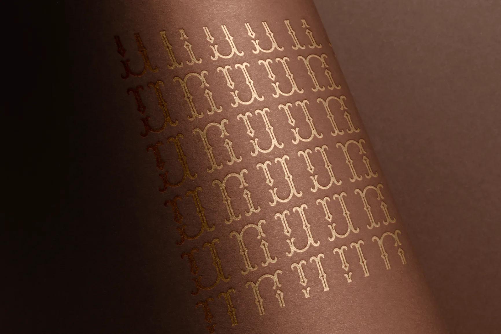 India Jones - Golden IJ lettering pattern embossed on brown leather surface