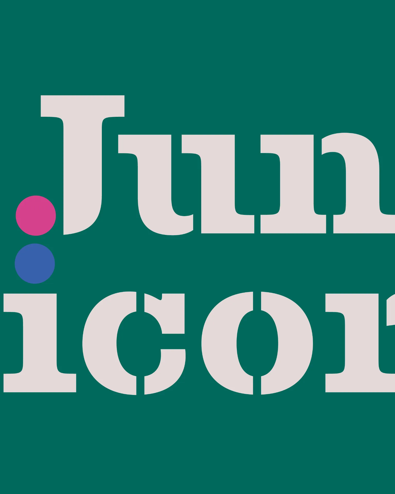 JUNICORN - Wordmark on teal background showcasing bold typography and interlocking design